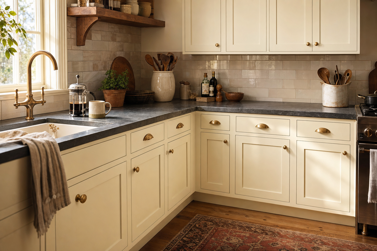 Feathered Fern by Valspar on cabinets