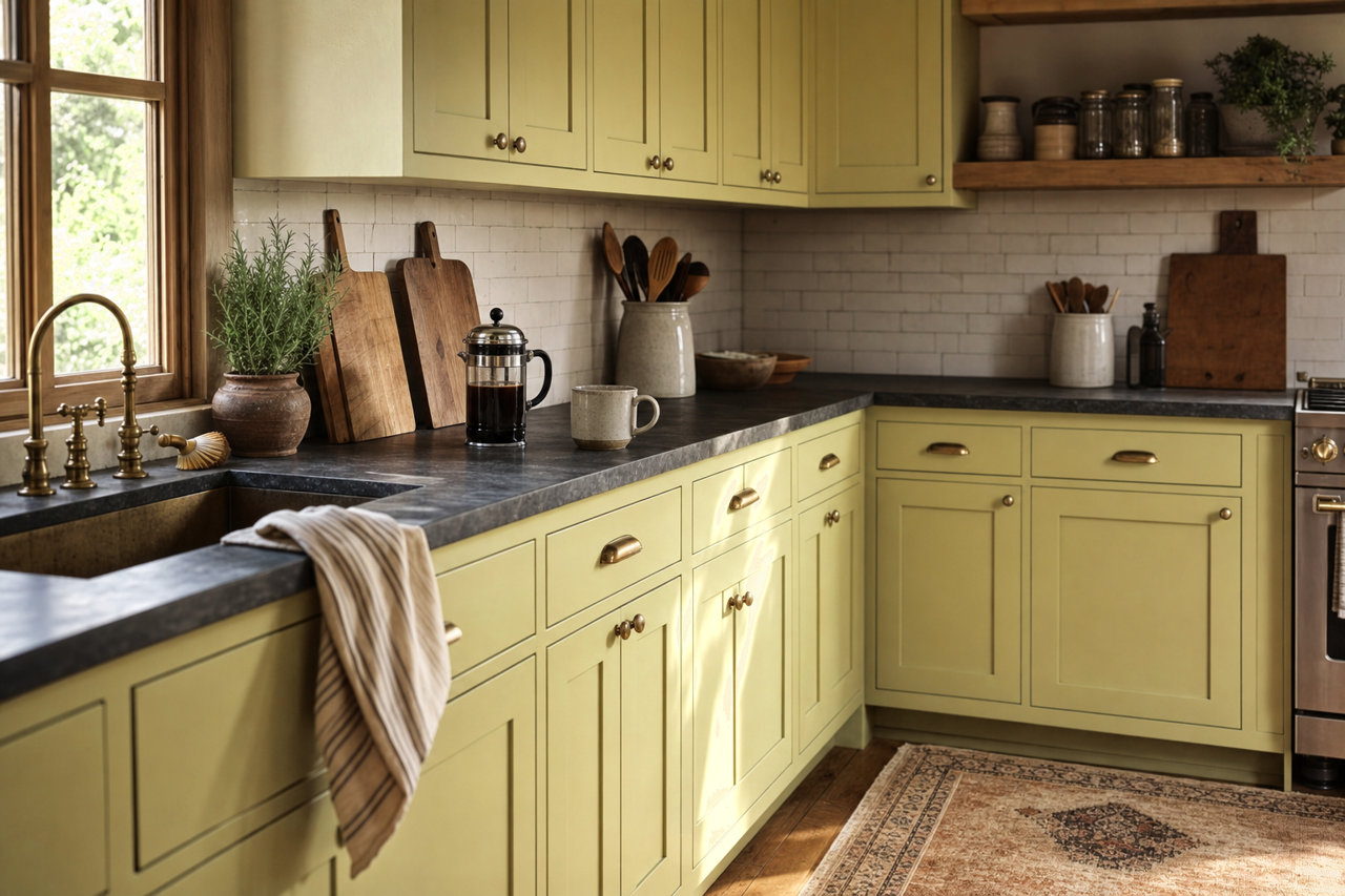Herb Cornucopia by Valspar on cabinets