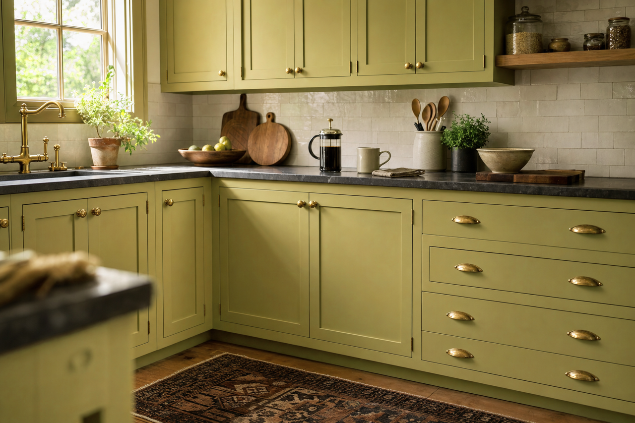 Organic Garden by Valspar on cabinets