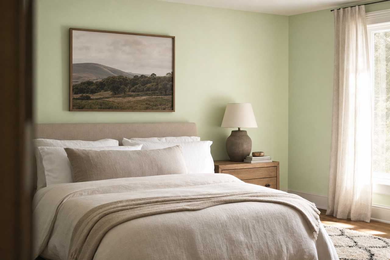 Green Mist by Valspar on interiors