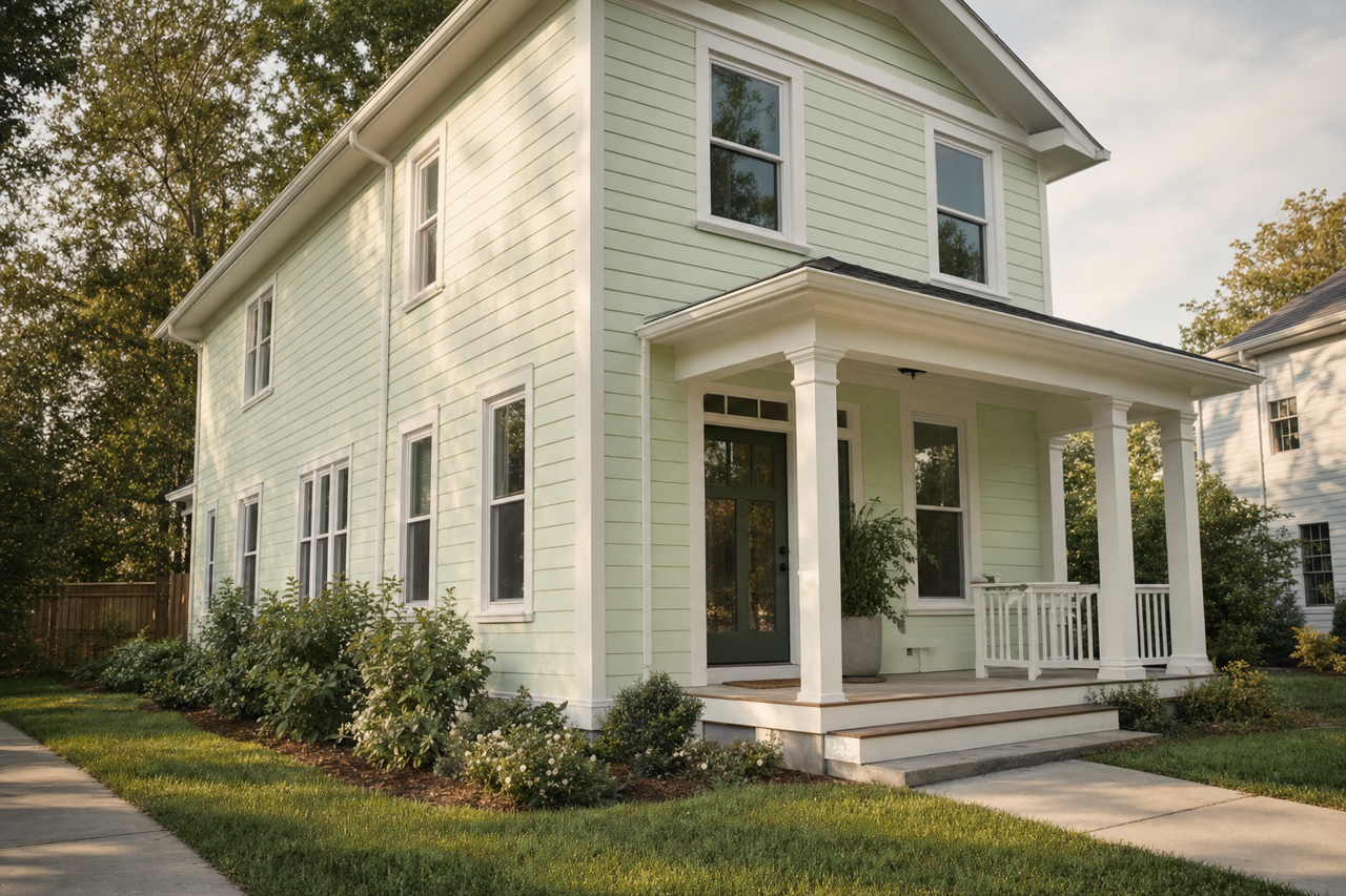Lime Sherbet by Valspar on exterior