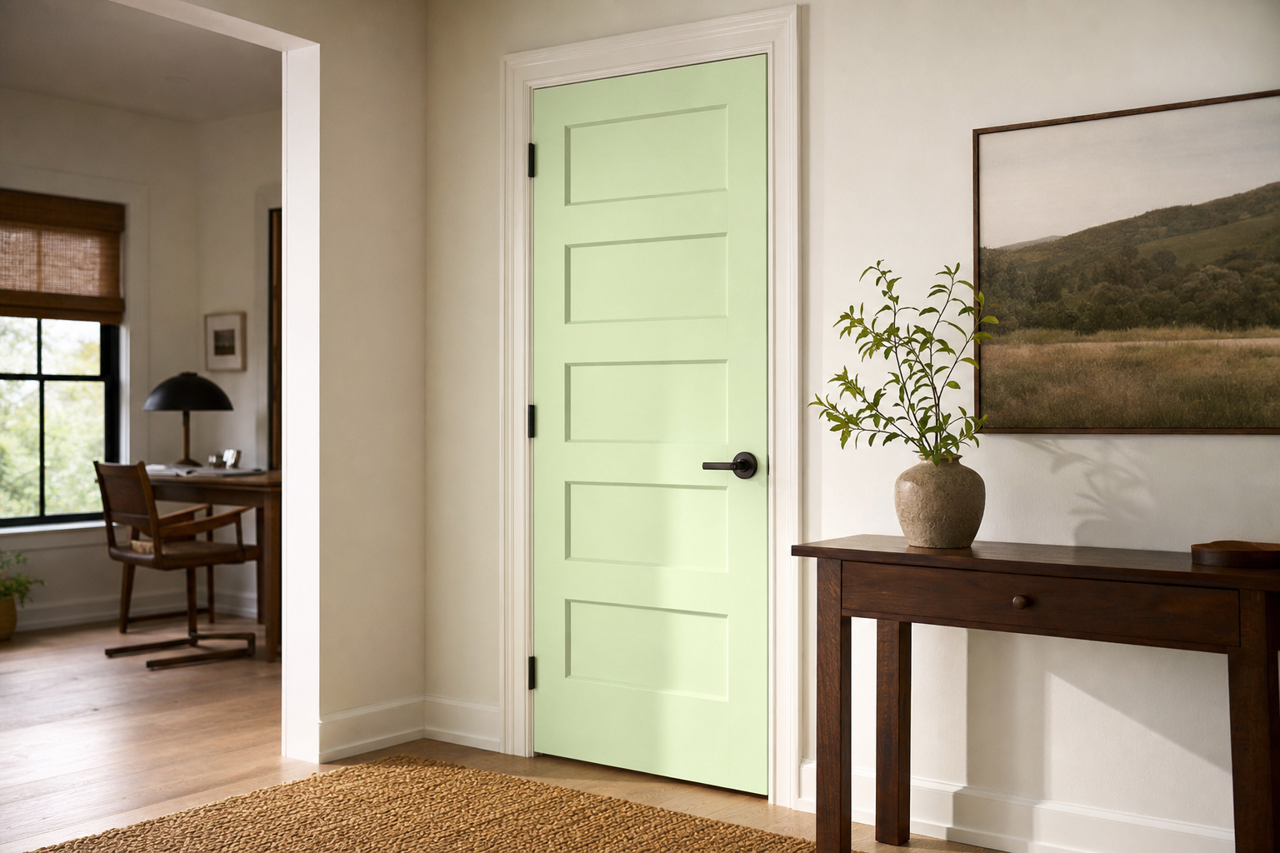 Lime Sherbet by Valspar on interior-doors