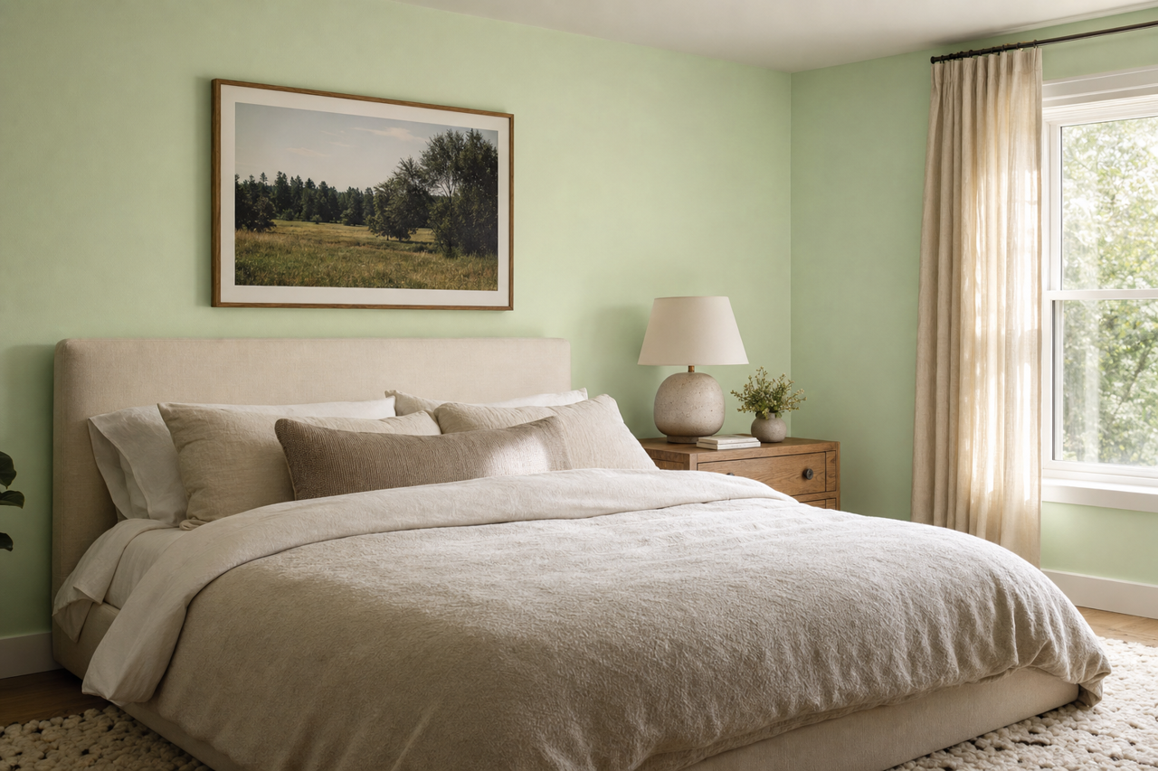 Lime Sherbet by Valspar on interiors