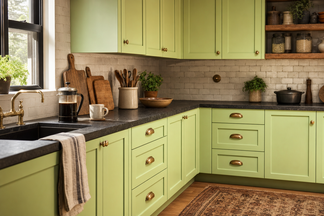 Afternoon Delight by Valspar on cabinets