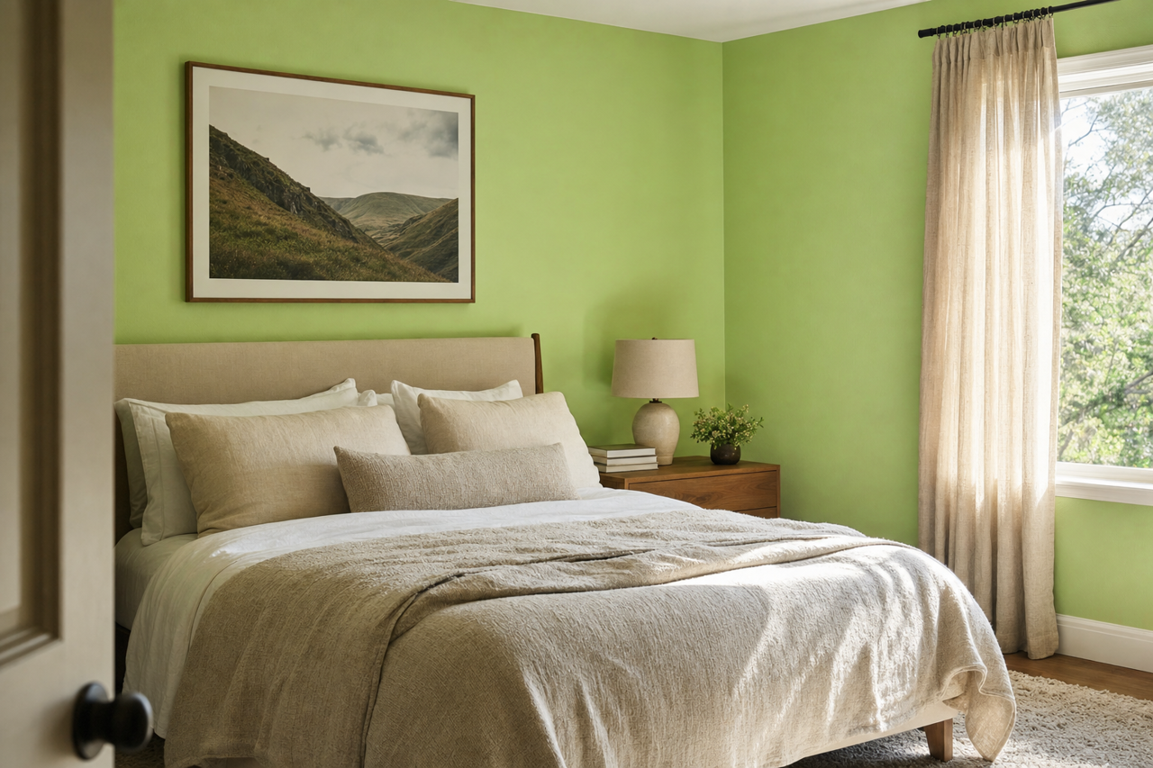 Spring Lime by Valspar on interiors