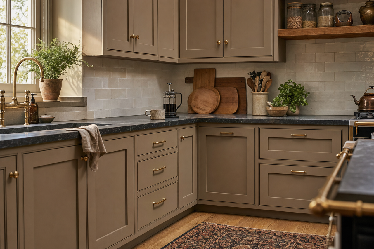 Safari Beige by Valspar on cabinets