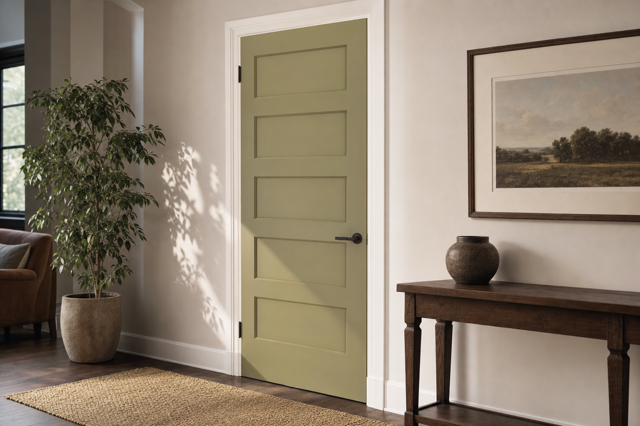 Smoked Olive by Valspar on interior-doors