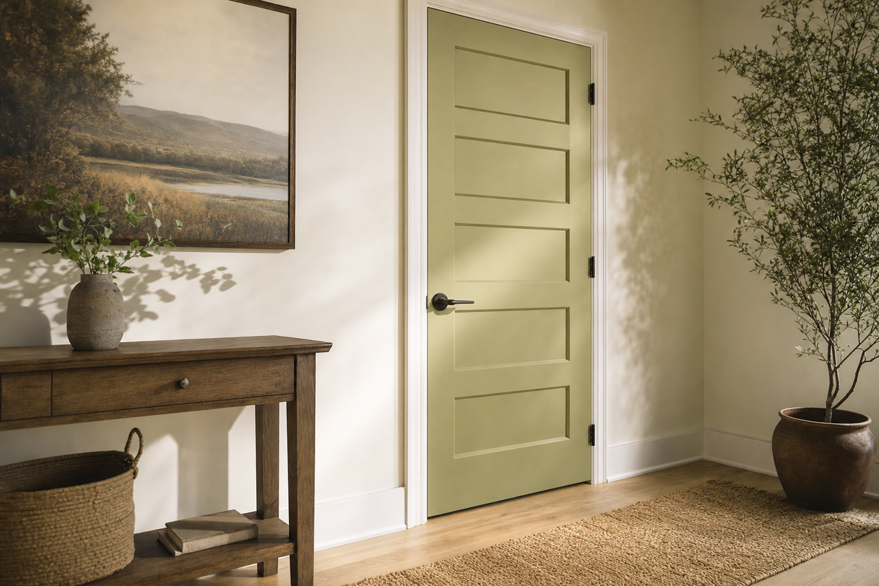 Olive Rush by Valspar on interior-doors