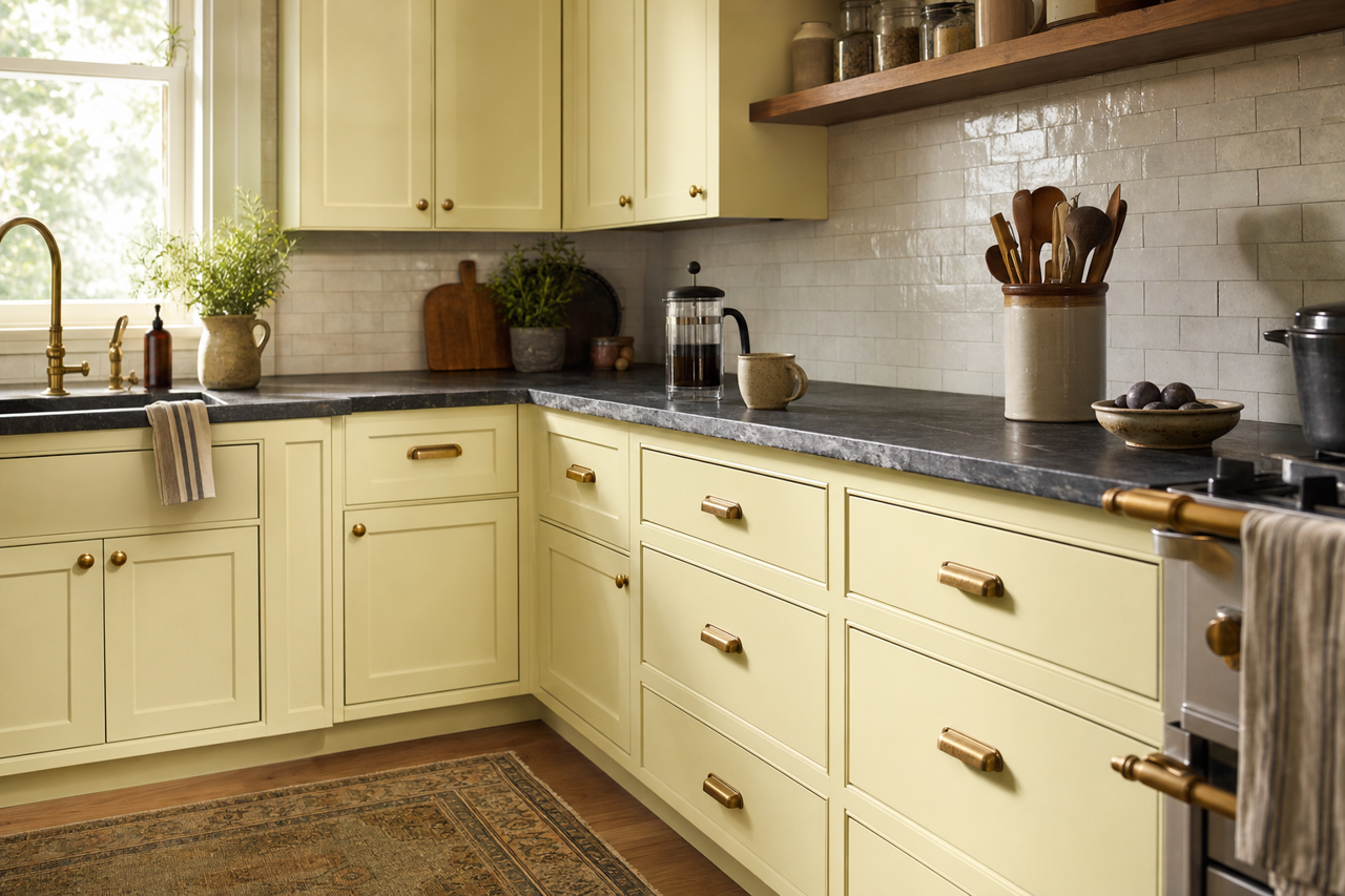Whipped Mint by Valspar on cabinets