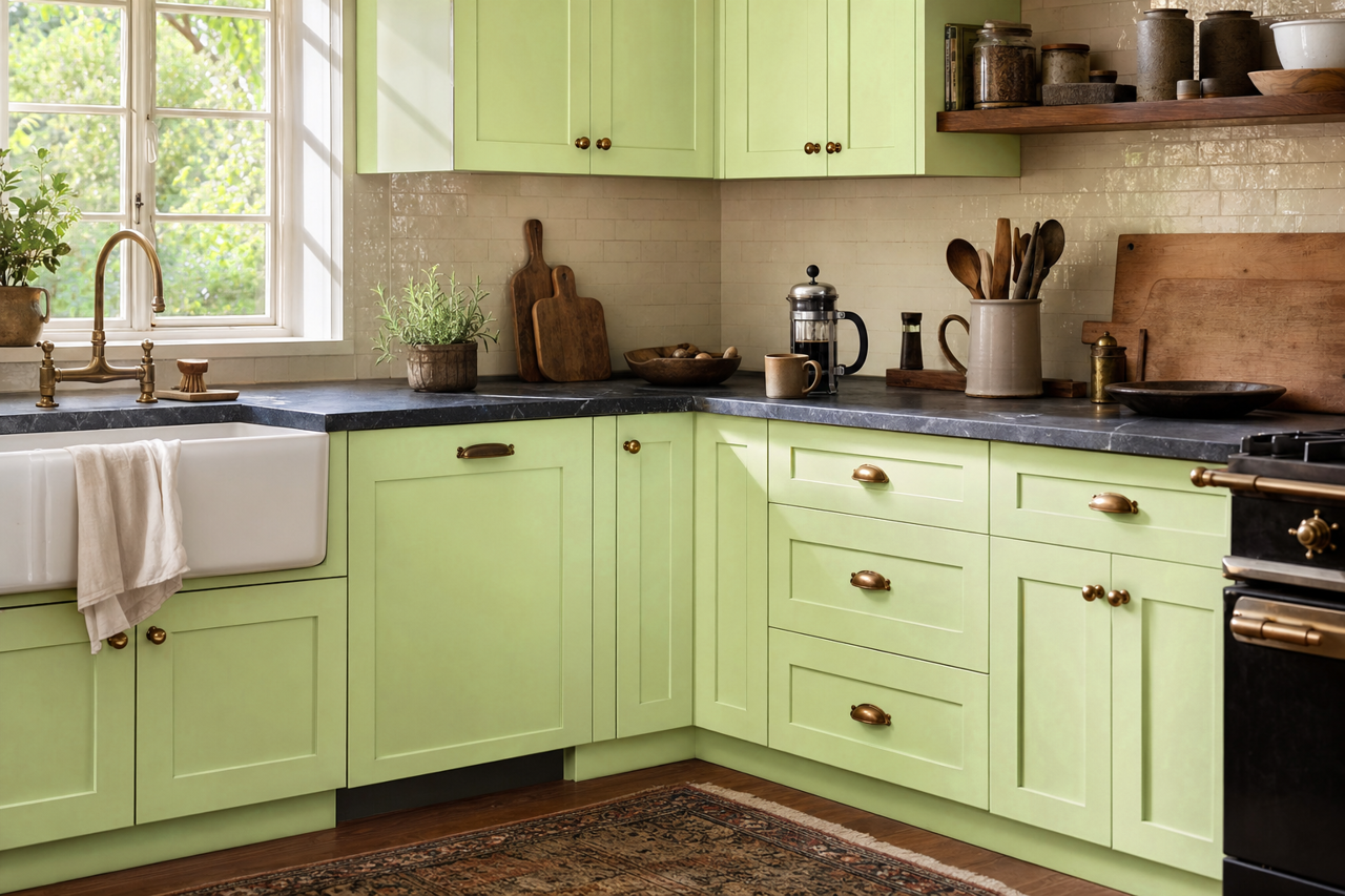 Spring Lawn by Valspar on cabinets