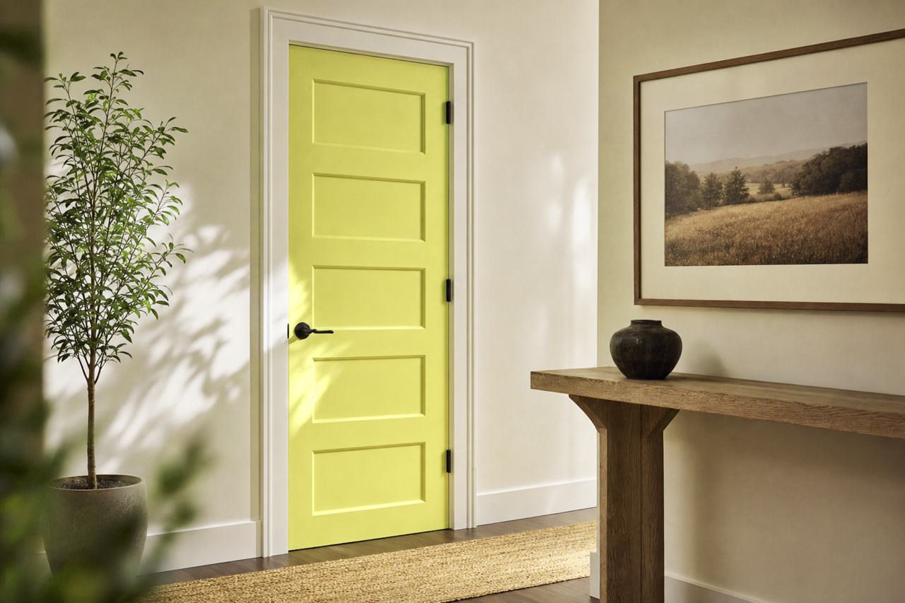 Celery by Valspar on interior-doors