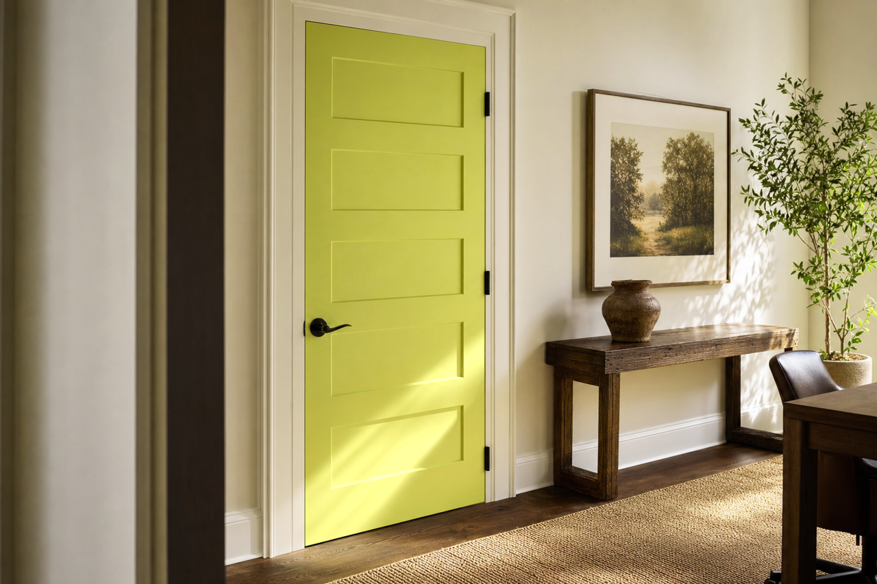 Lime Burst by Valspar on interior-doors