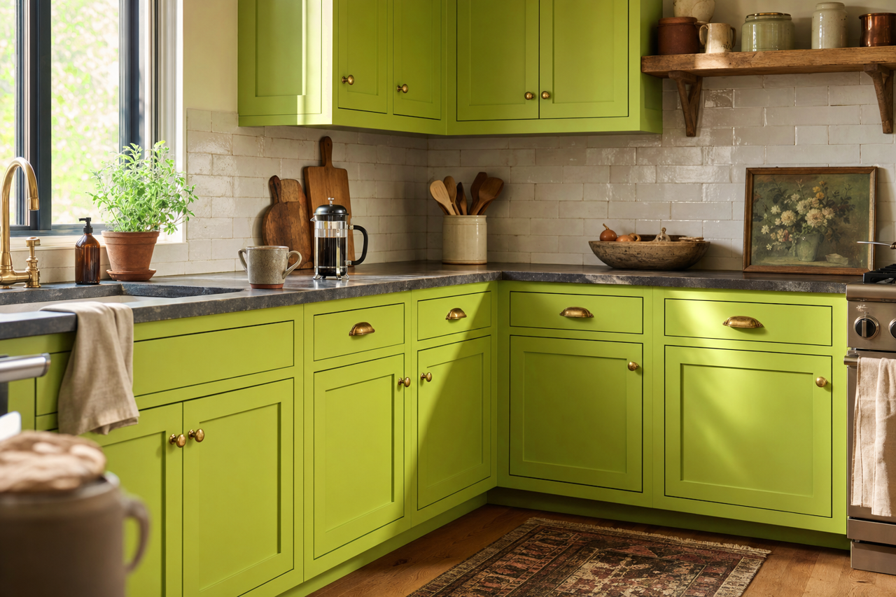 Limolicious by Valspar on cabinets