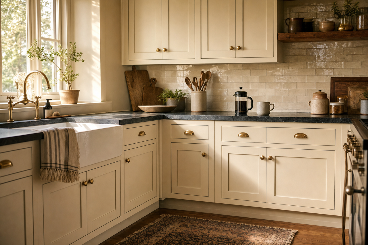 Gracious by Valspar on cabinets