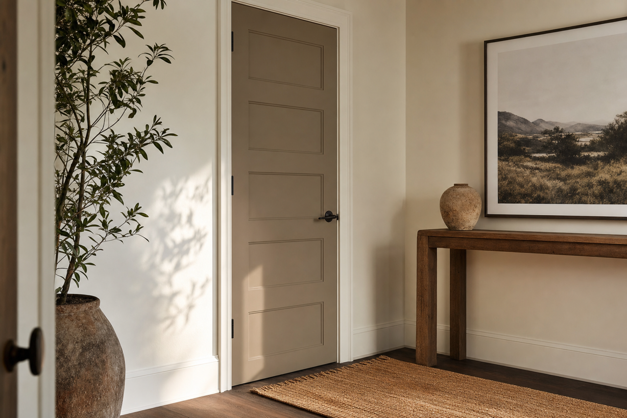 Olive Sawdust by Valspar on interior-doors