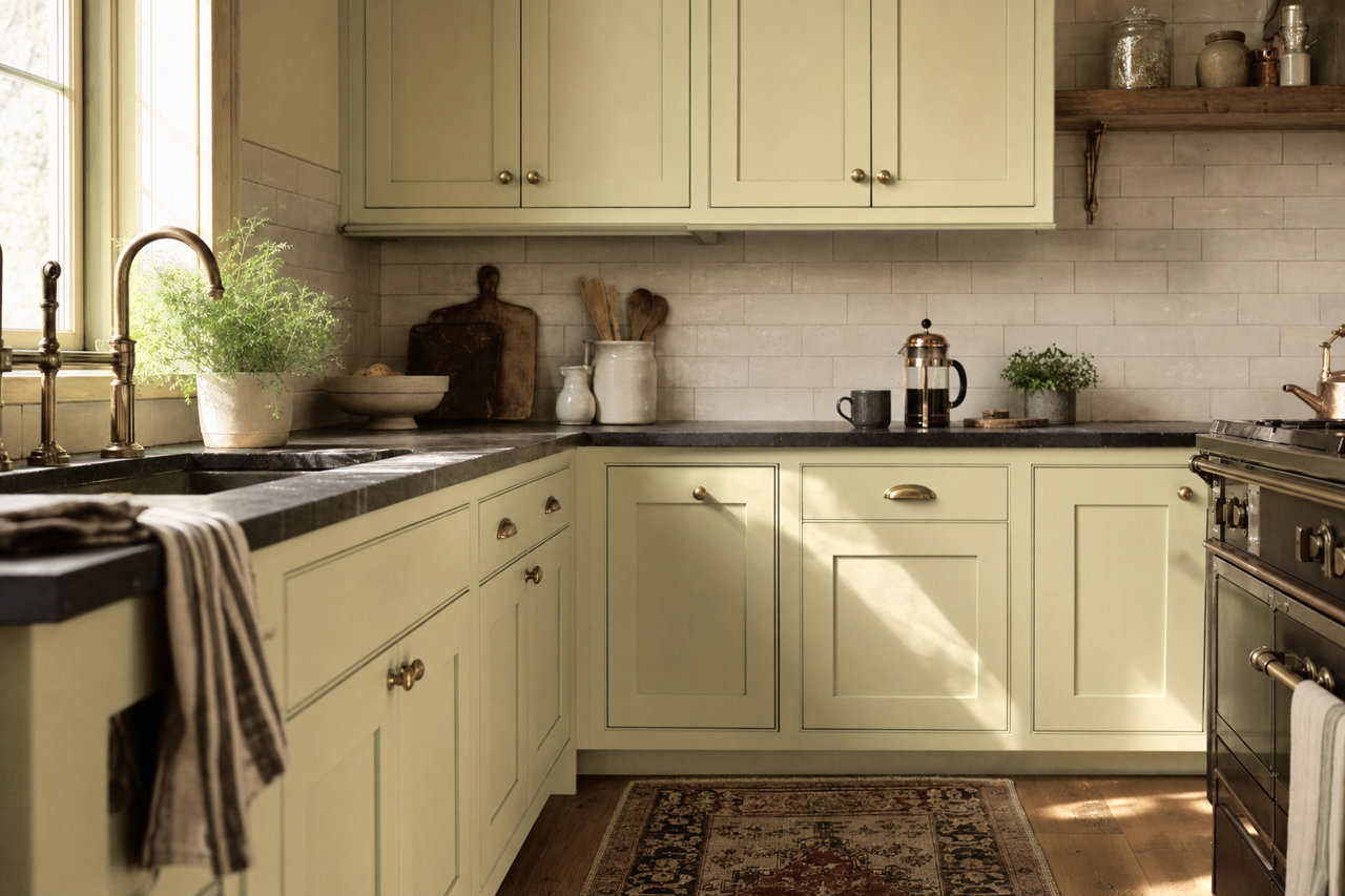 Withered Moss by Valspar on cabinets