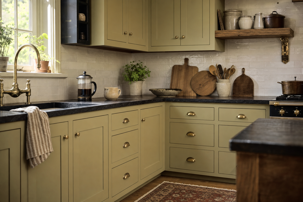 Rolling Prairie by Valspar on cabinets