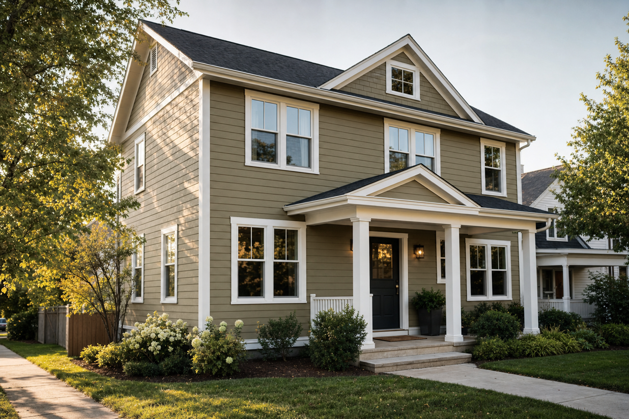 Mountain Olive by Valspar on exterior