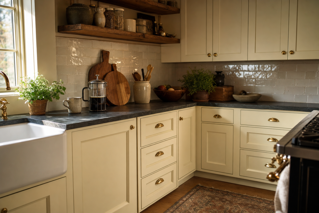 Green Highland by Valspar on cabinets