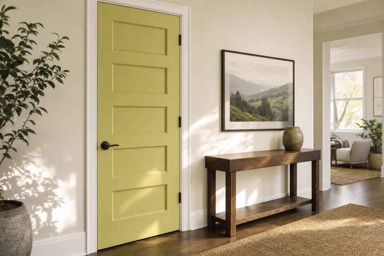 New Avocado by Valspar on interior-doors