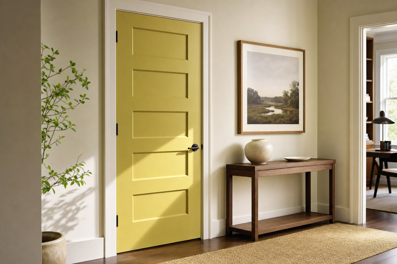 Gilded Pesto by Valspar on interior-doors