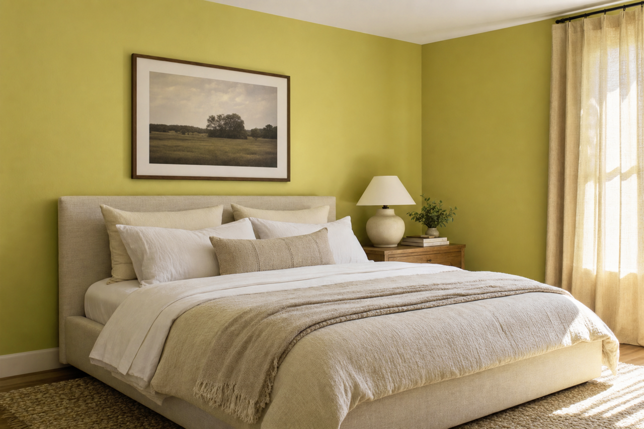 Gilded Pesto by Valspar on interiors