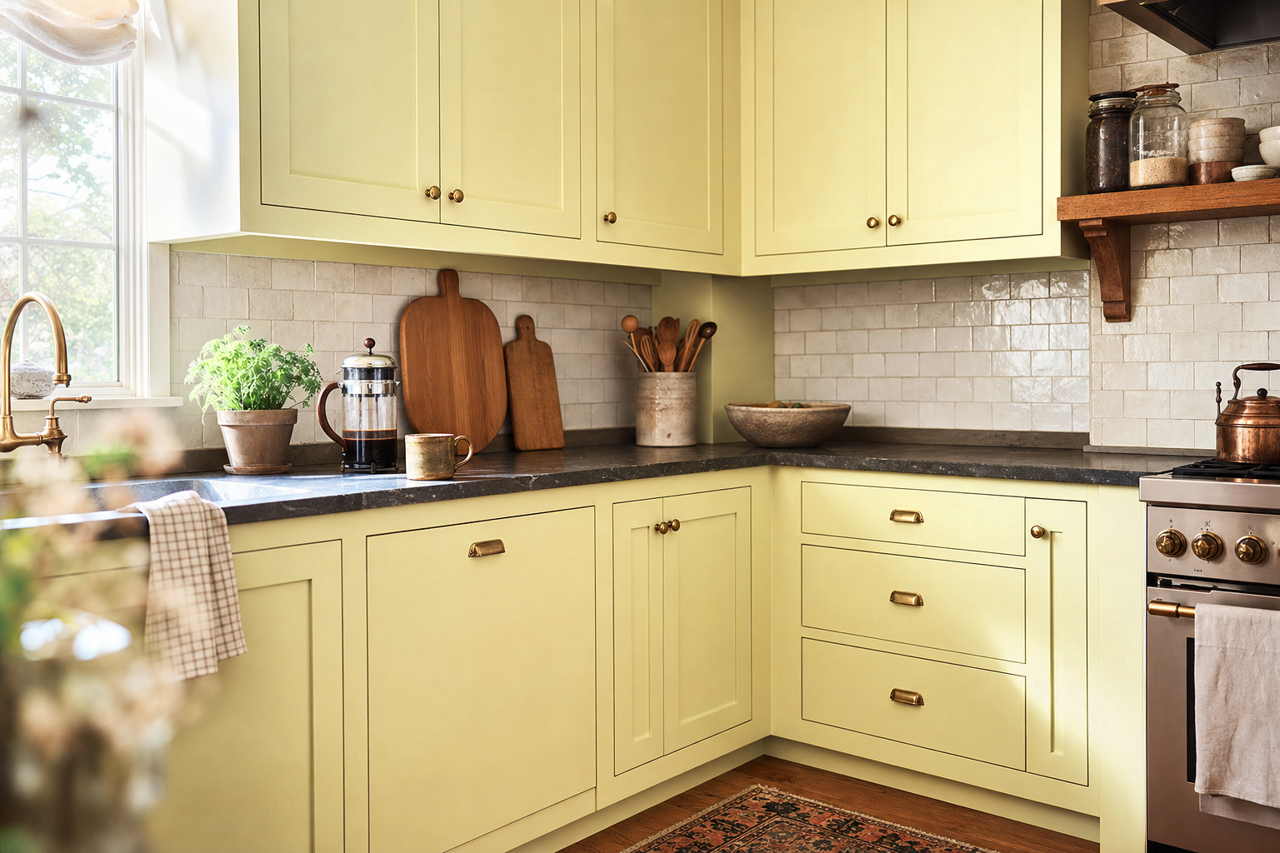 Grasshopper by Valspar on cabinets