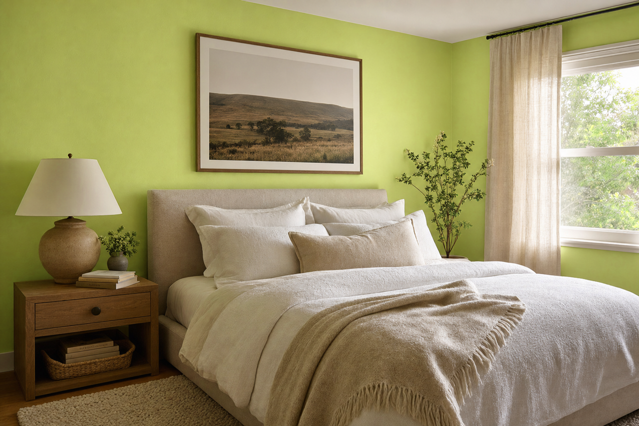 Sonic Lime by Valspar on interiors