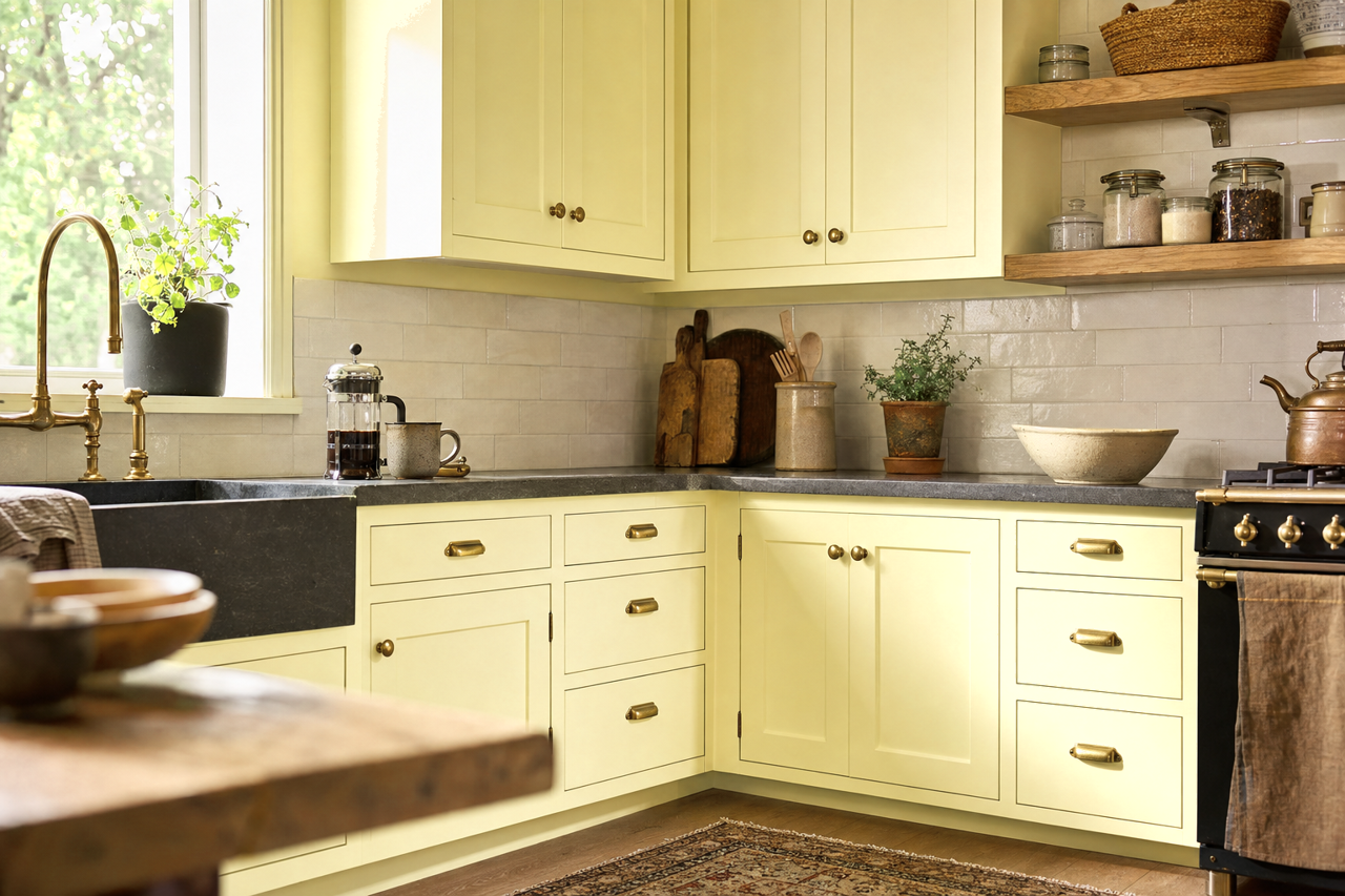 Limescent by Valspar on cabinets