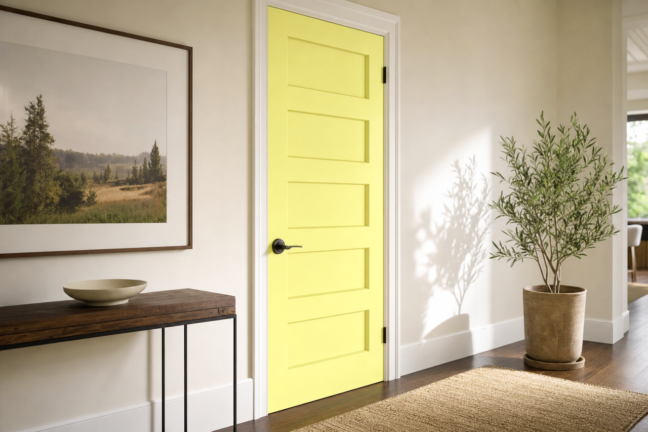 Fluorescent Lime by Valspar on interior-doors