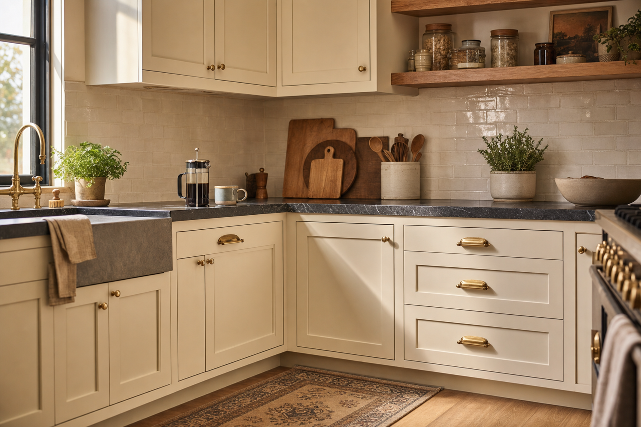 Shoreline Haze by Valspar on cabinets