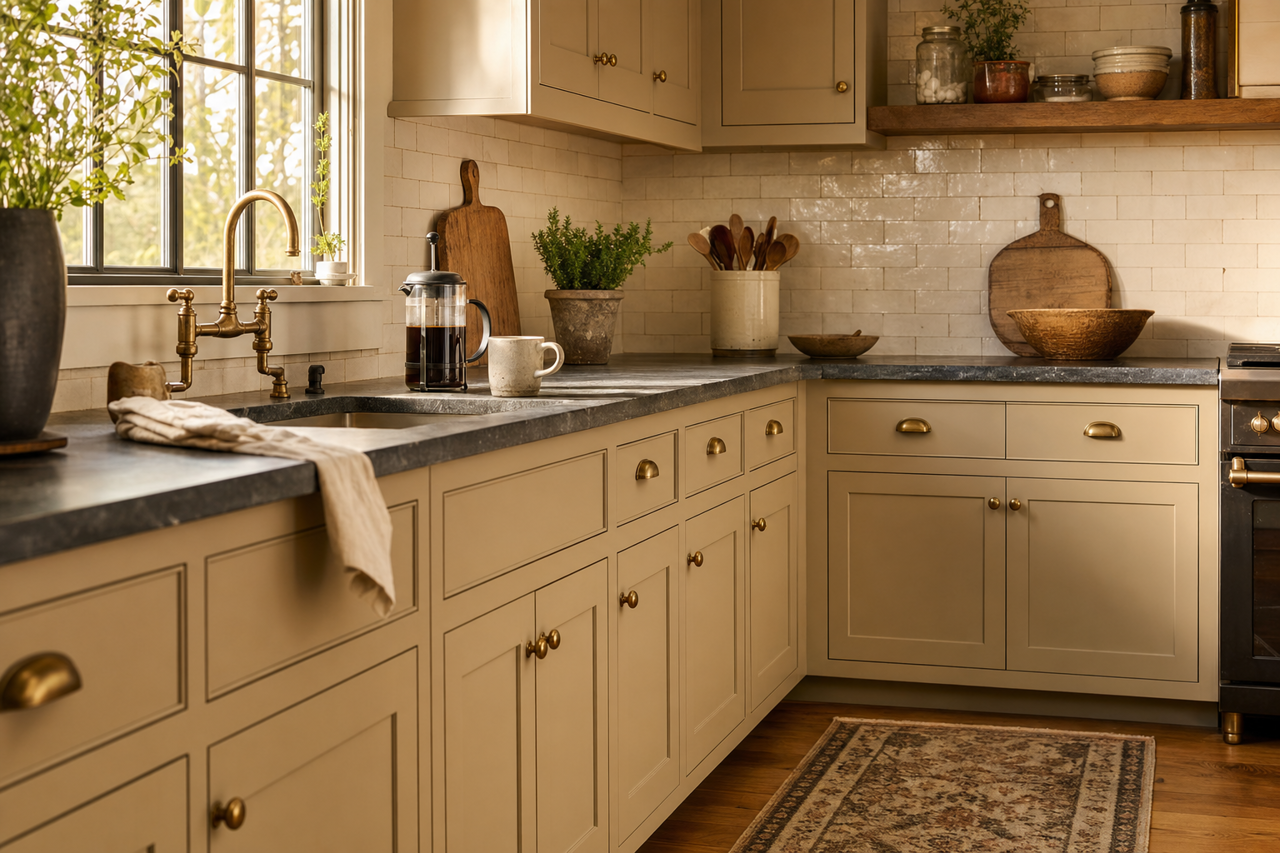 Transitional Tan by Valspar on cabinets