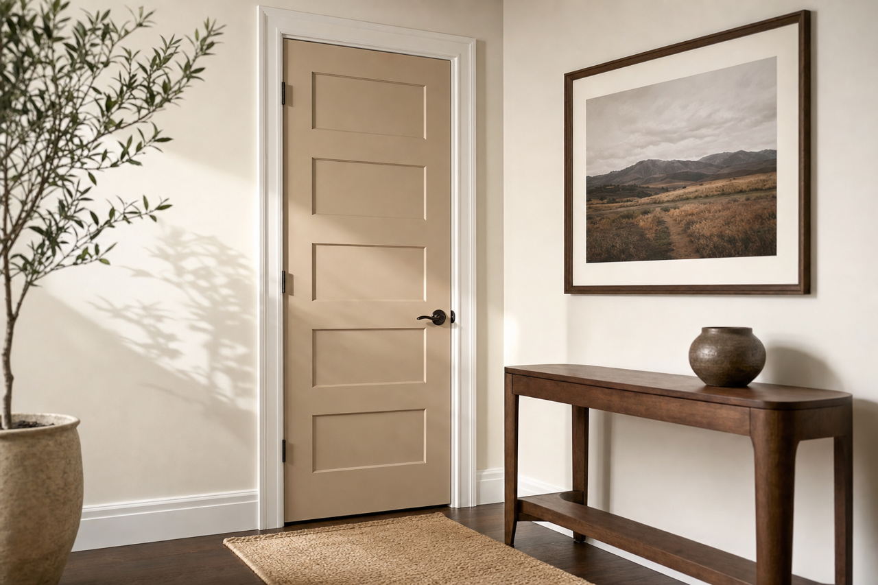 Transitional Tan by Valspar on interior-doors