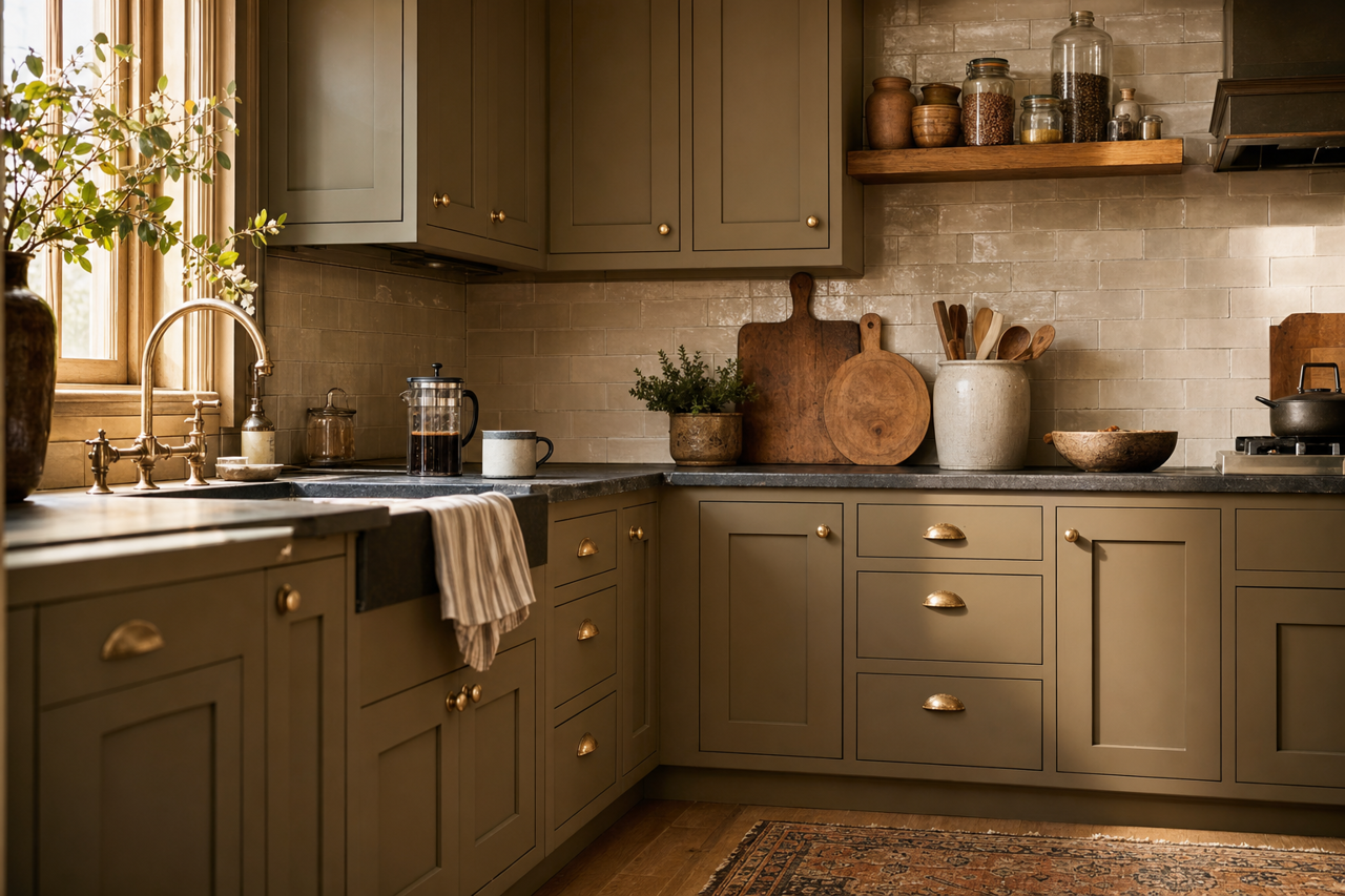 Prairie Foliage by Valspar on cabinets