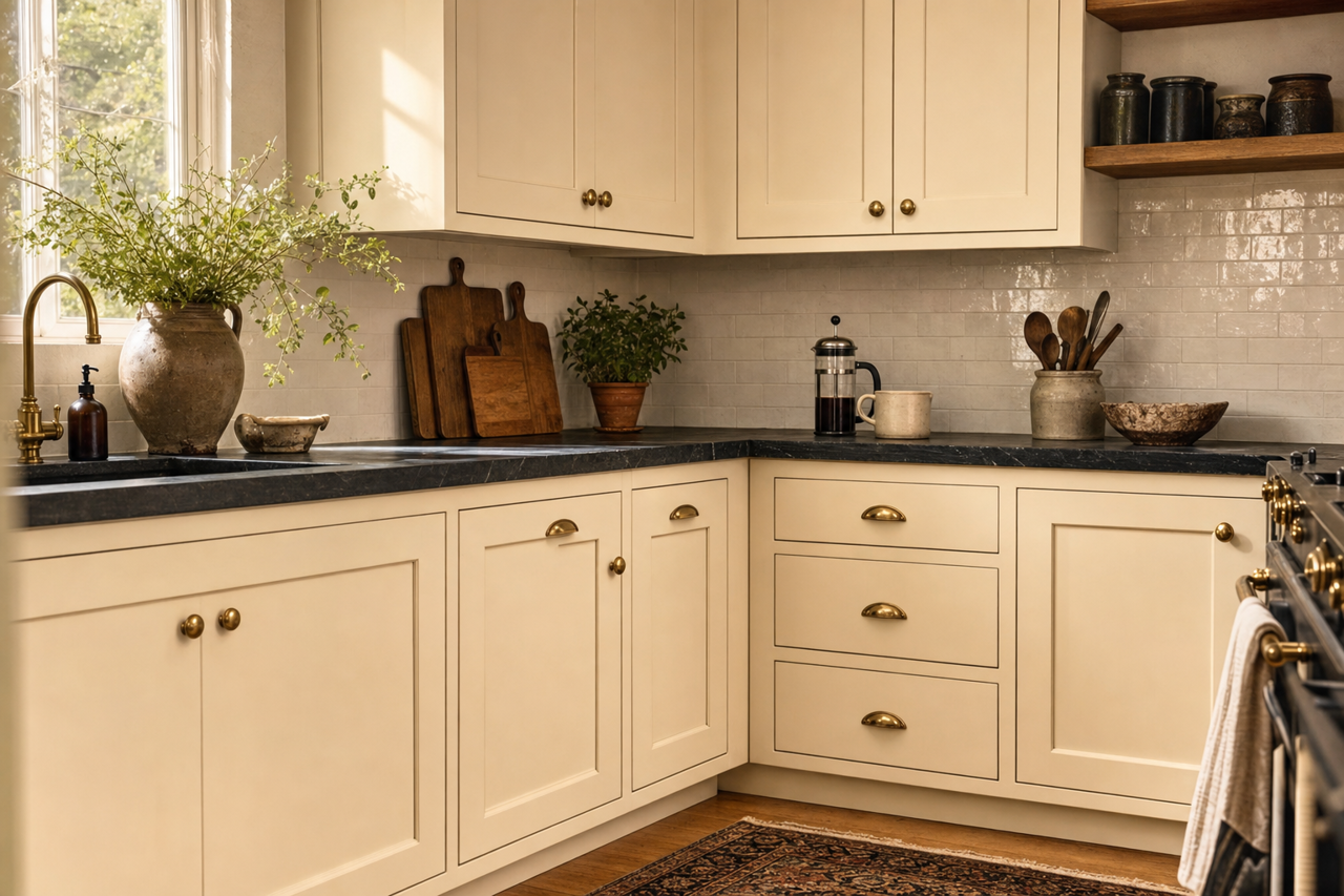 Daybreak by Valspar on cabinets