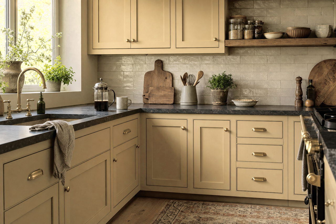 Dry Earth by Valspar on cabinets