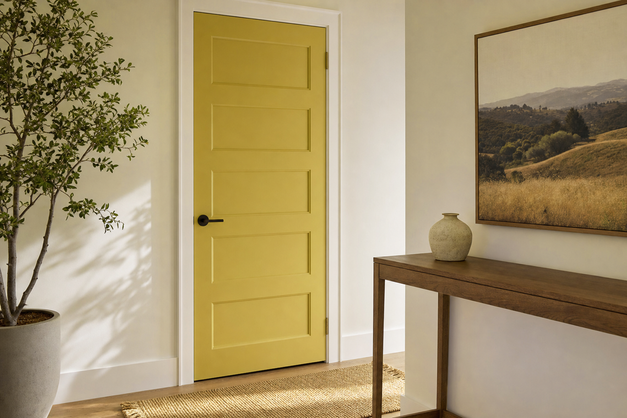 City Chartreuse by Valspar on interior-doors
