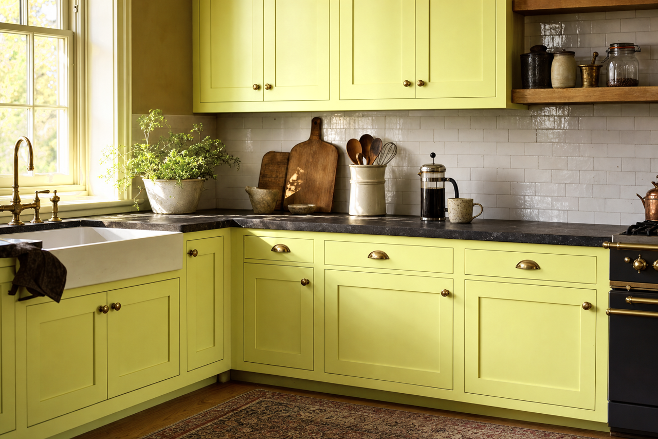Garden Fresh by Valspar on cabinets