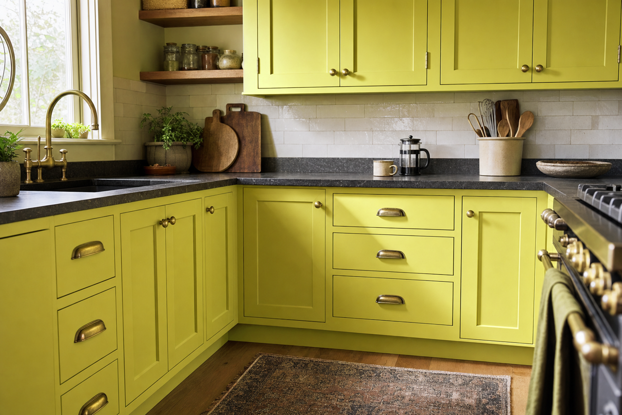 Parsley Sprig by Valspar on cabinets