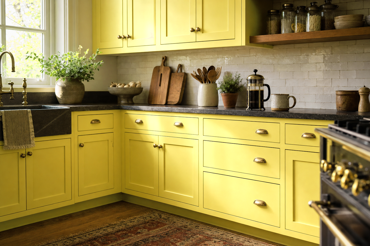 Citrus Tickle by Valspar on cabinets