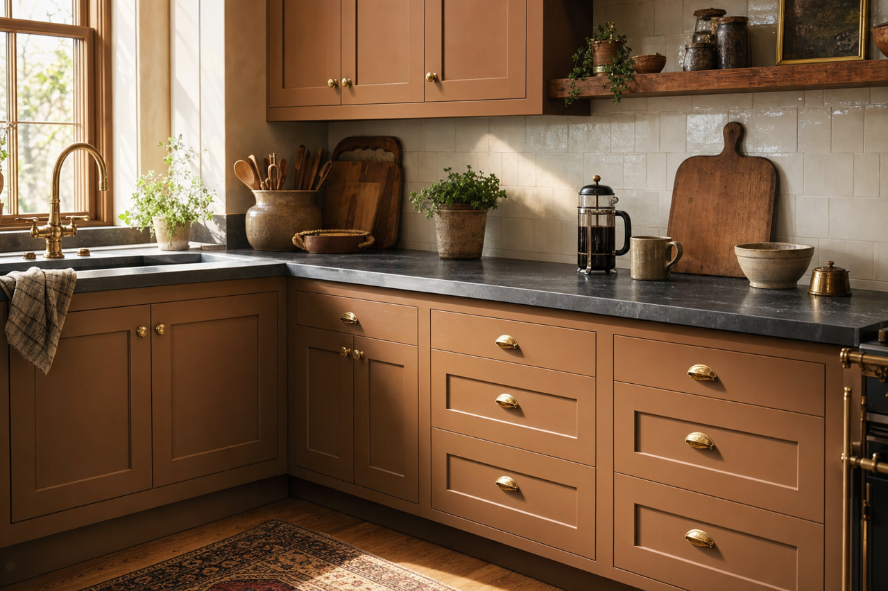 Harvest Brown by Valspar on cabinets