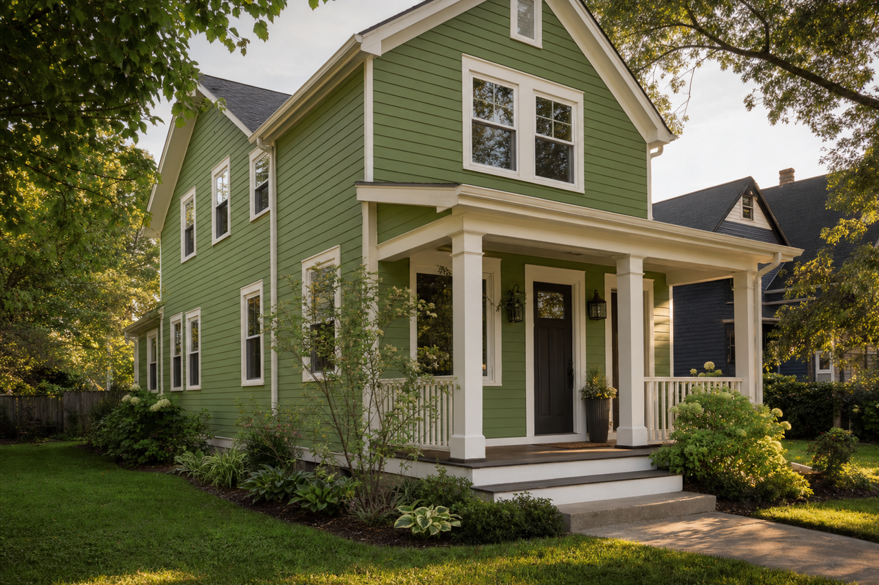 Lovely Green by Valspar on exterior