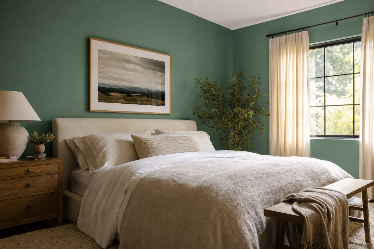 Juniper Green by Benjamin Moore on interiors