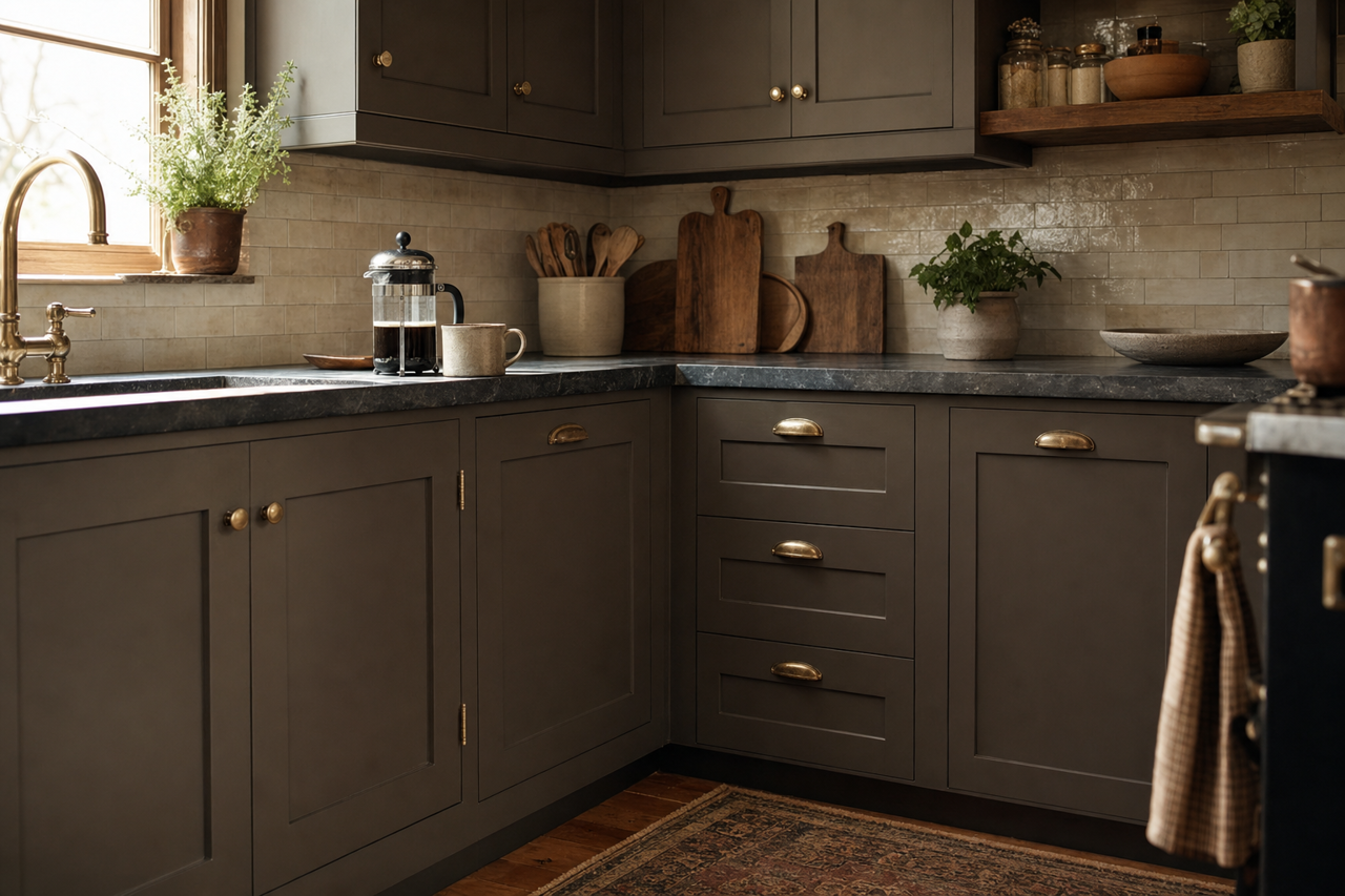 Journey by Valspar on cabinets