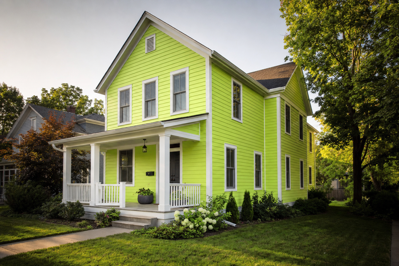 Parakeet Green by Valspar on exterior