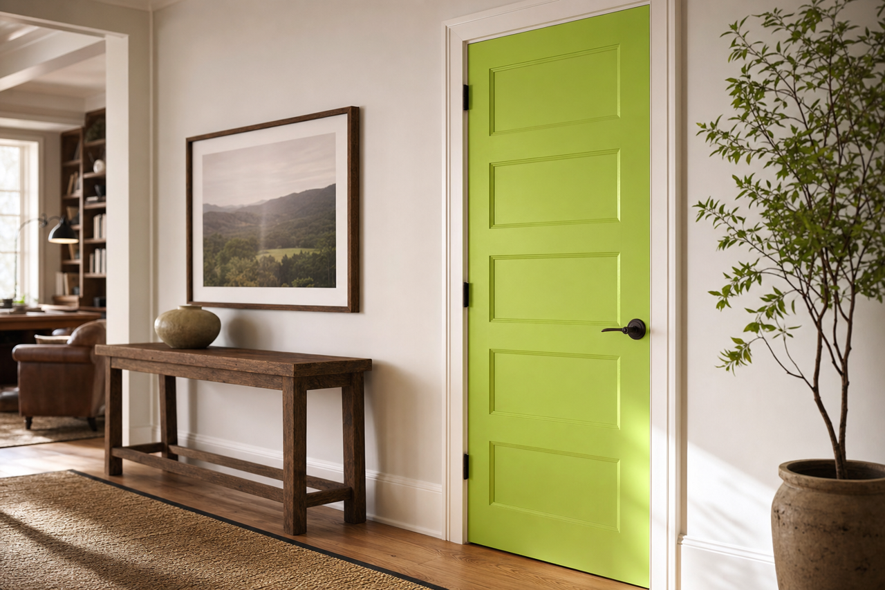 Parakeet Green by Valspar on interior-doors