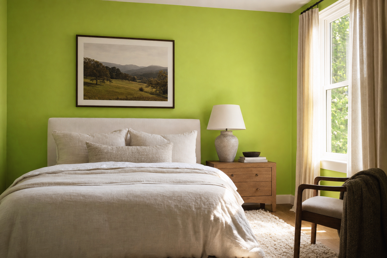 Parakeet Green by Valspar on interiors