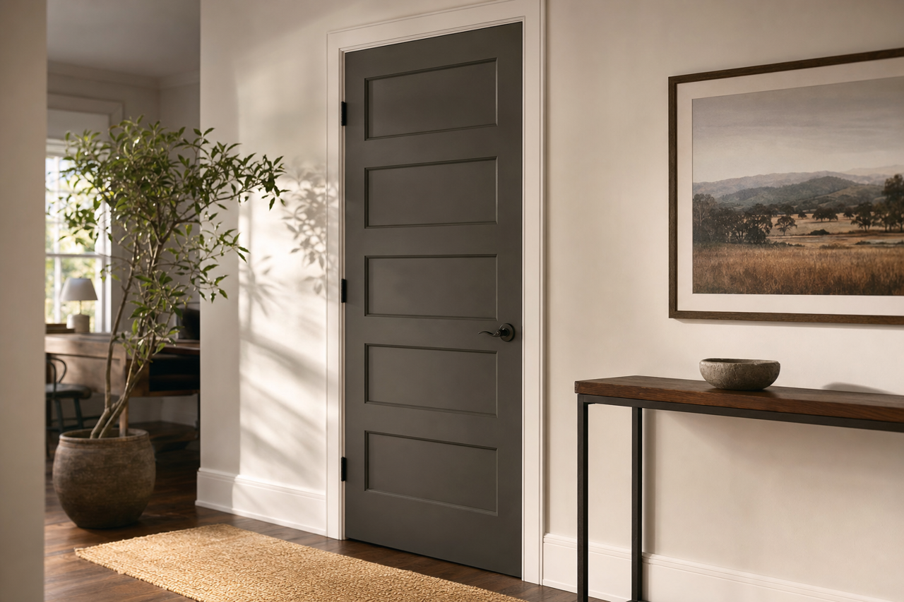 Olive Suede by Valspar on interior-doors