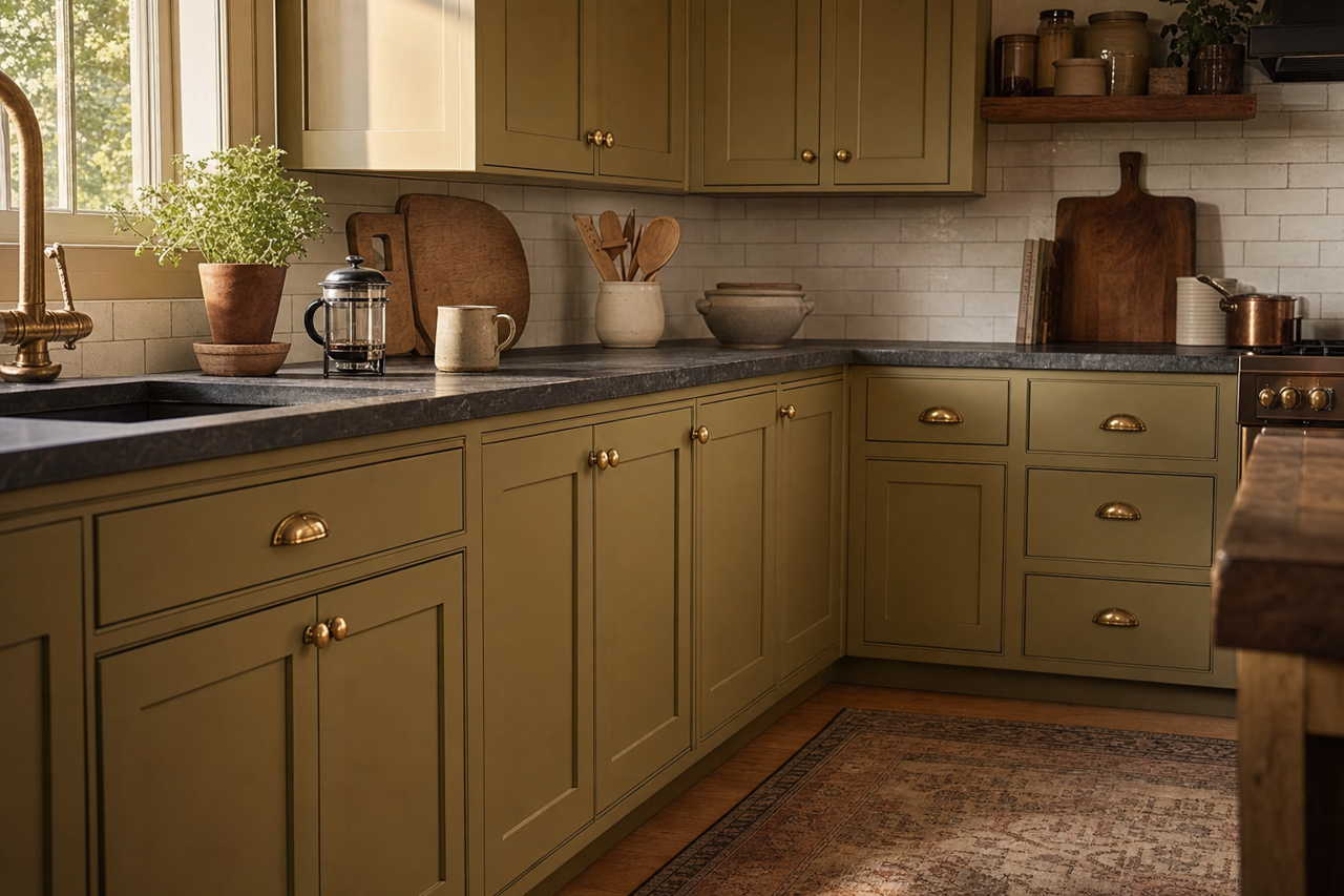 Amazon Silt by Valspar on cabinets