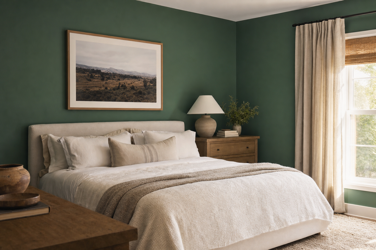 Poker Green by Valspar on interiors